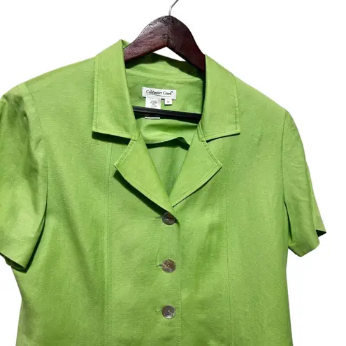 Coldwater Creek Women Sheath Dress Jacket Set 12 Green Linen Blend Career Office