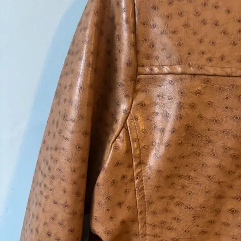 Mina.B Paris Cognac Faux Leather Zippered Jacket front zipper pockets EU40 US6 Brown Size 6