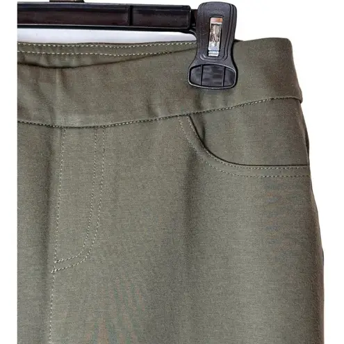 Soft Surroundings Pants Womens XS Olive Green Knit Stretch Tapered Leg Pull On