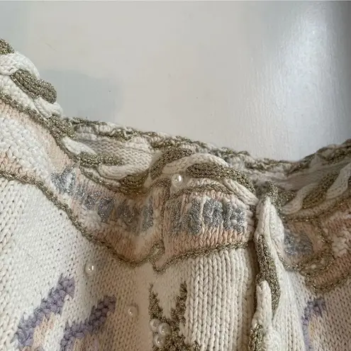 Stitches In Time Angels Peace Love Hope Button Cardigan Winter Knit Sweater 3X Red