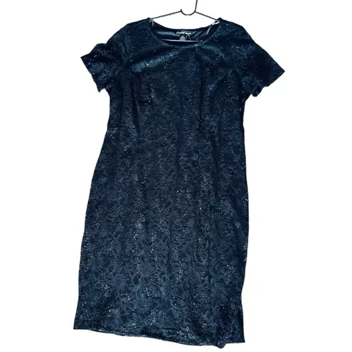 Black Sequin Embellished Sheath Midi Dress for Night Out Size 1X