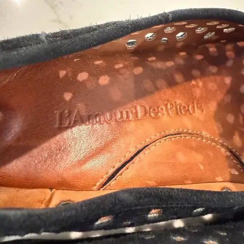 L’Amour Des Pieds Perforated Slip On Leather Loafers Women's 5.5M Black Comfort Size 5.5