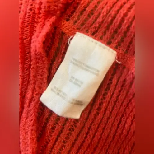 Free People  Red Knit Sweater Top Size Medium Short Sleeve‎
