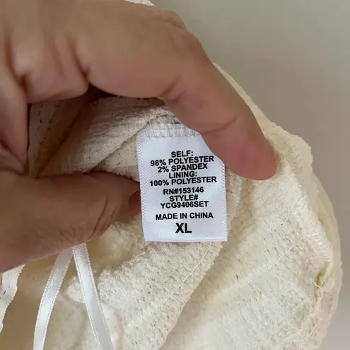 Good Luck Gem GLG XL Beige Lucy Ruffled Lace Tank Crop Top Stretch Semi Lined