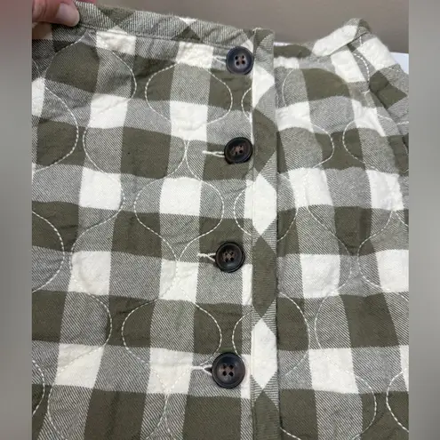 Madewell  Quilted Flannel Mini Skirt In Gingham Check Sz 6 Button Up Pockets - Image 9