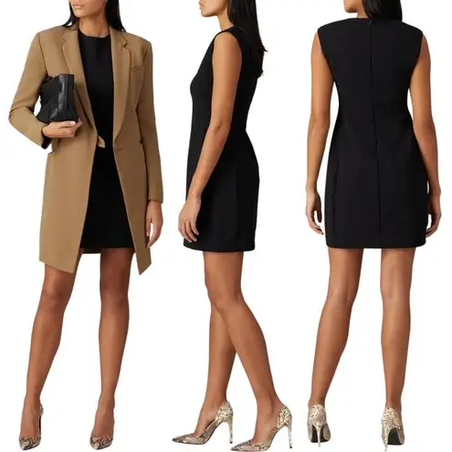 Club Monaco Sculptural Mini Dress Women's 10 Black Minimalist Neutral LBD Career