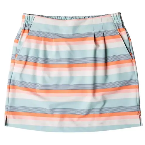 KAVU Windswell UV Protection Elastic Waist Mini Skirt Blue Cool Stripe NWT