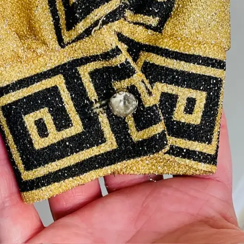 60s 70s Gold Lurex Art Deco Metallic Top + Wide Leg Bellbottoms Palazzo Pants Size M