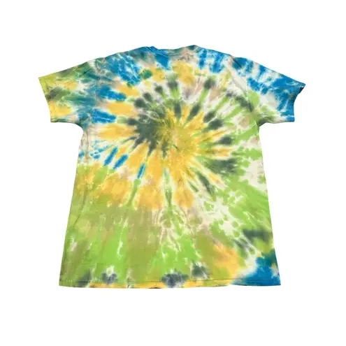 Grateful Dead Roses Skull 77 Spring Tour Blue Yellow Tie-Dye Cotton Band Tshirt