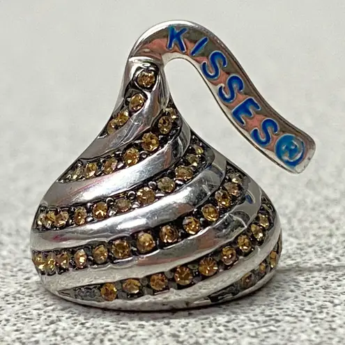 Sterling Silver Hershey Kisses Charm Brown Crystals Holiday Love Feminine