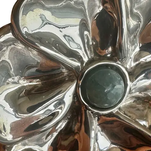 Bat Ami Sterling Silver Flower Brooch w/ Aquamarine