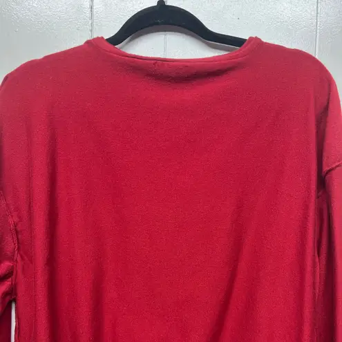 NYDJ Balloon Sleeve V-Neck Women's Pullover Red Sweater Size XL