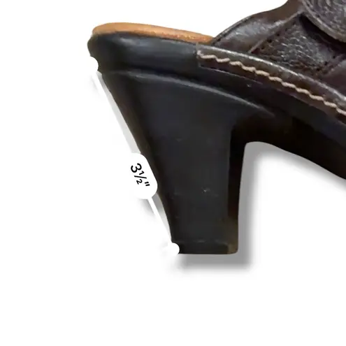 Björndal Bjorndal Juliana Brown Leather Slip On Buckle‎ Heeled Mules Sz 6.5 - Image 11