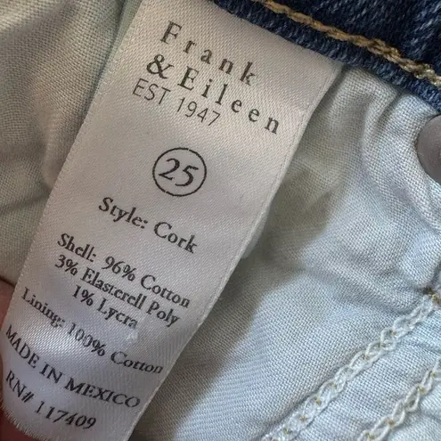 Frank & Eileen Cork Everyday Straight Leg Jeans Raw Hem in Antique Blue Size 25