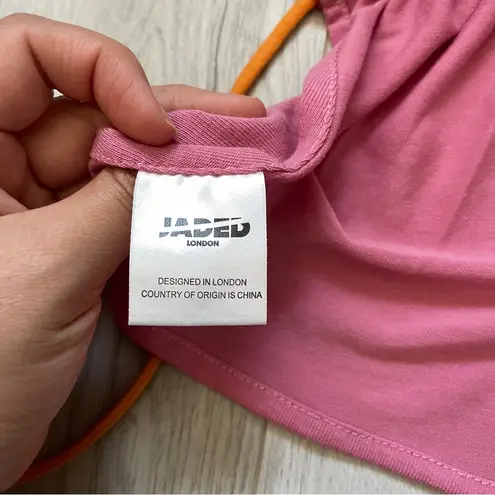 Jaded London Halter Tank Top plunge crochet striped womens Pink size 4 festival