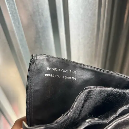 Vintage 90s\y2k Pony Hair Leather Square Toe Boots Size 5.5 Women’s Black