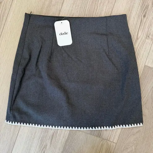 Elodie Revolve Preppy Gray Stitch Trim Academia Skirt NWT Small