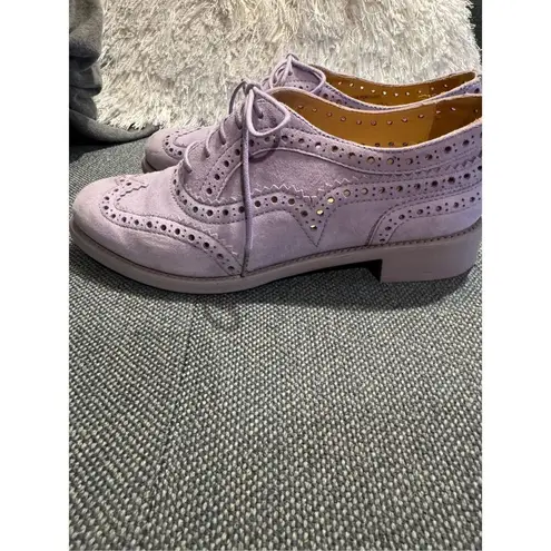 The Office of Angela Scott Mr. Doubt Lilac Leather Women's Cutout Brogue Oxford Purple Size 7.5