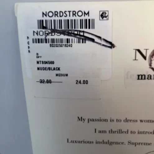 Natori Marylin Sheer Tights Nude Black Size M Floral Lace Leg Pair of 2