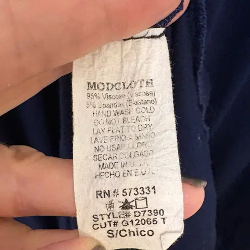 ModCloth Gilli Navy Sleeveless Crochet Boho Maxi Dress Small Blue