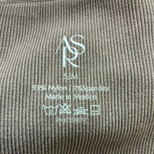 AS Revival Ribbed Square Neck Crop Tank Top S M Brown Nylon Spandex Sporty Cozy Tan Size undefined