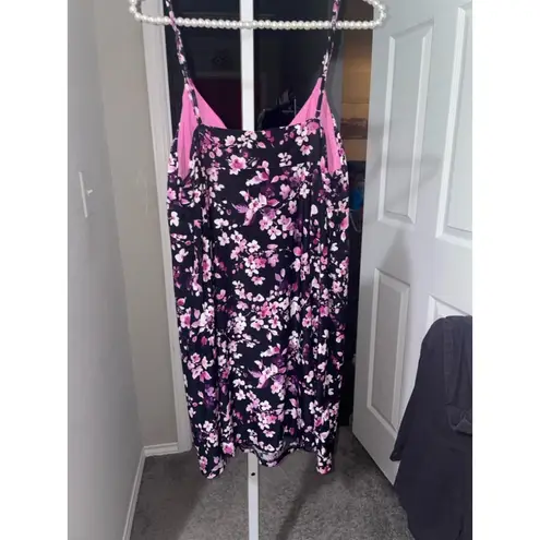 Vintage Alfani Floral Slip Dress Womens Large Romantic Nighty Y2K Bodycon Boho Black