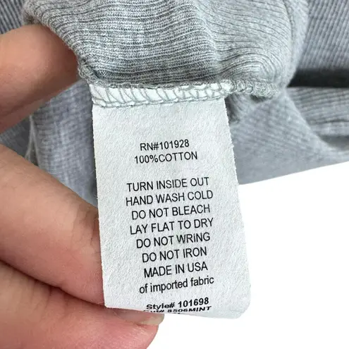 Susan Lawrence 100% Cotton Gray Ribbed Tank Black Gray Floral Detail Size XL