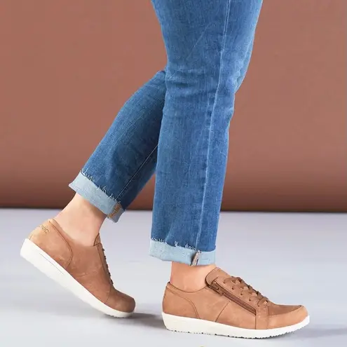 Vionic NEW Abigail Leather Arch Support Casual Sneaker Black Women Shoes Size 6