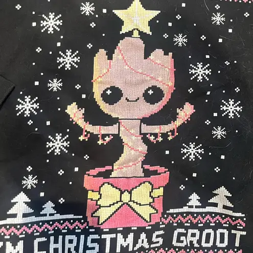 Delta Fleece Unisex Large Black Christmas Groot Sweatshirt Ugly Sweater