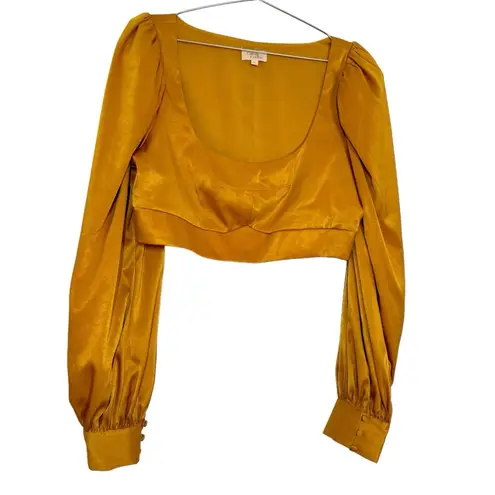 Camila Coelho Revolve Gabriella Mustard Yellow Satin Set Kaylee Skirt