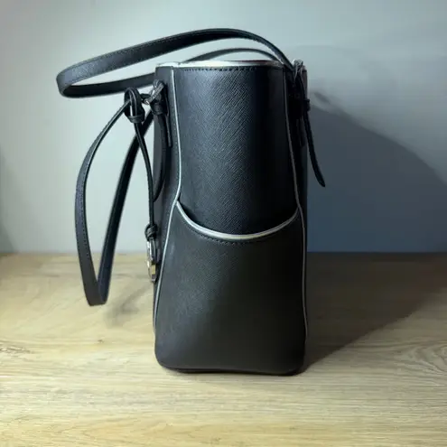 Michael Kors  Jet Set Bag Black White Tote Saffiano Leather Purse Shoulder Bag