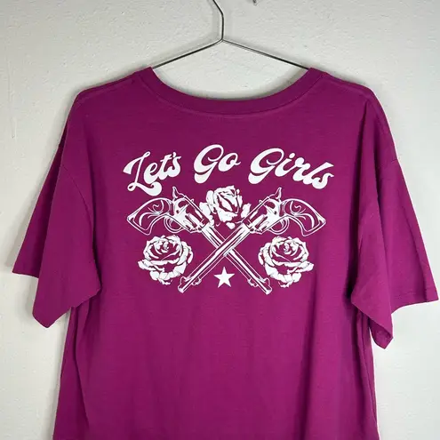 Gold rush Women’s XL Crop Top Tee Let’s Go Girls Western Graphic, Oversized Fit