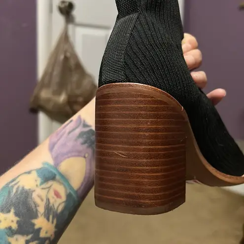 Steven By Steve Madden Nara Stacked Heel Sock Bootie in Black Size 5.5 - Image 10