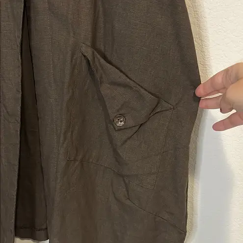 Eva Tralala Paris 100% linen chocolate brown one button jacket Size XL