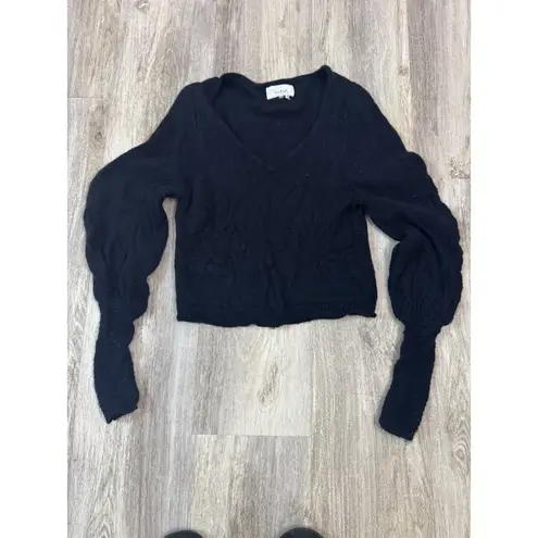 Ba&sh Robbyn Bishop Sleeve Sweater Black V Neck Size XS