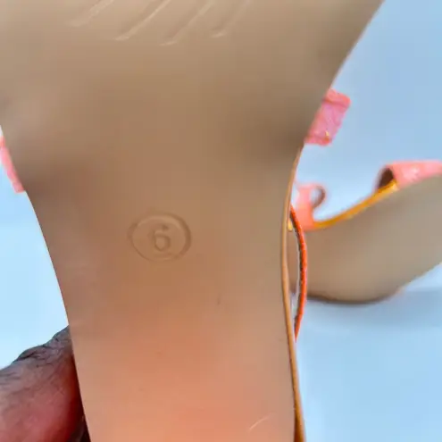 Allegra K Heeled Sandals Womens 6 Glitter Orange Strappy Criss Cross Ankle Strap