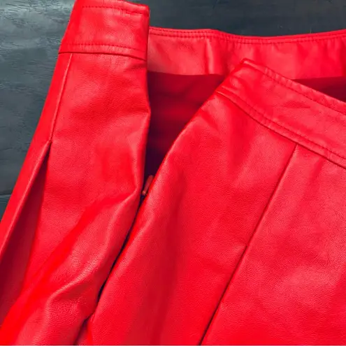 SHEIN Red Pleated Leather Mini Skirt as seen on Alix Earle @ Coachella | Size S