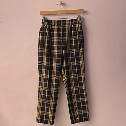 Wilfred Aritzia Darontal Black/Yellow/Dark Wine Plaid Pants Sz 00 24” Waist EUC