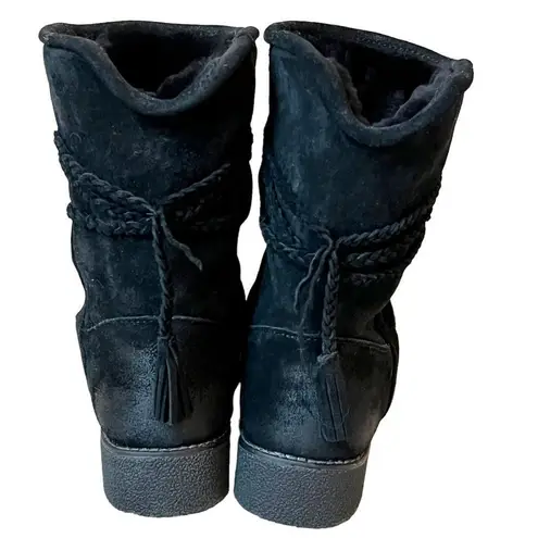 Abeo Blaine Women's Comfort Black Sheepskin Lining Suede Leather Boots Size 7.5