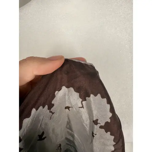 Vintage Echo Brown Square Scarf Womens One Size Bird and People Pattern