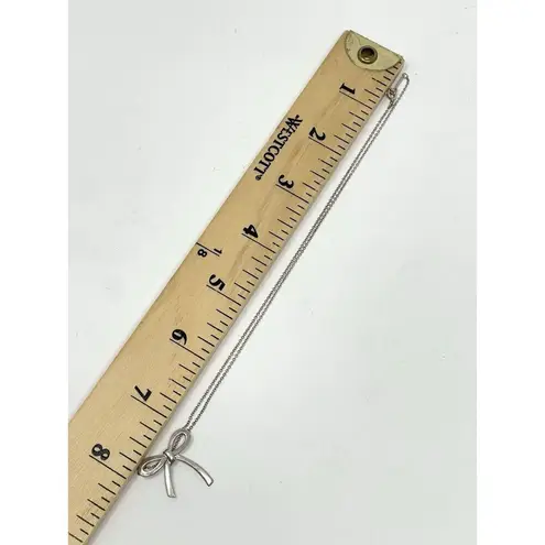 Tiffany & Co. RARE Sterling Silver 925 Small Bow Ribbon Pendant Necklace 16”