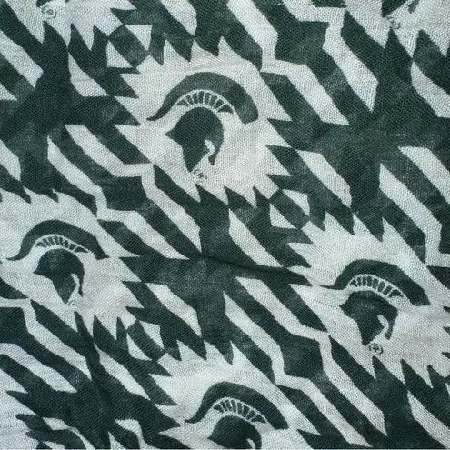 Zoozatz Scarf Womens Green White Viscose Spartan Logo Infinity Heathering Fringe