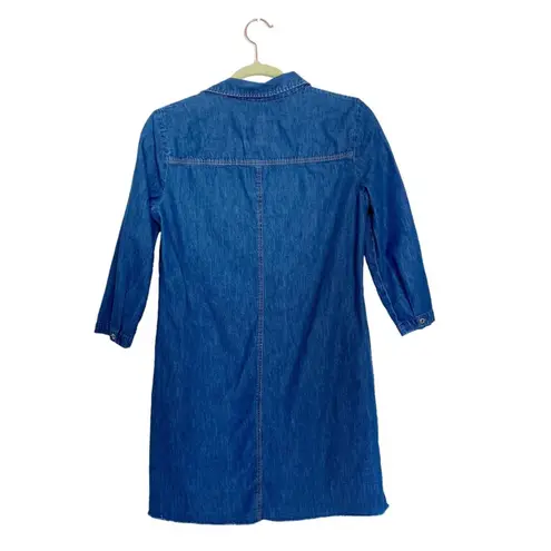 ZARA  Trafaluc Denim Raw Hem Shirt Dress Sz S