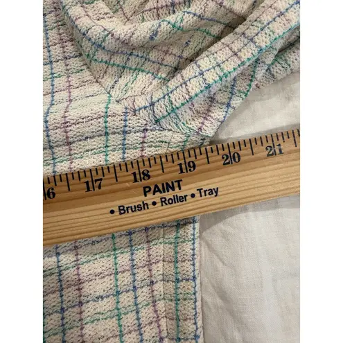 St. John Knits Cream Blue JACKET Siz 8 Suit Blazer Multicolor Plaid Classic
