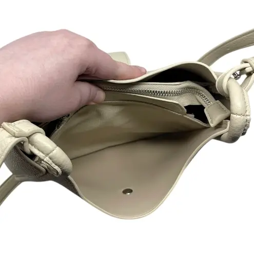 Miztique Chic Cream Faux Leather Shoulder Bag with Silver Accents Classic Tan