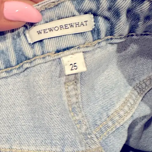 We Wore What HIGH RISE SLIT HEM DENIM LIGHT WASH BLUE JEANS 25