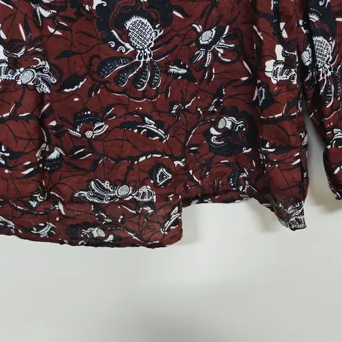 Isabel Marant Etoile Floral Burgundy Shirt Top Long sleeve Cotton size 42 US 12