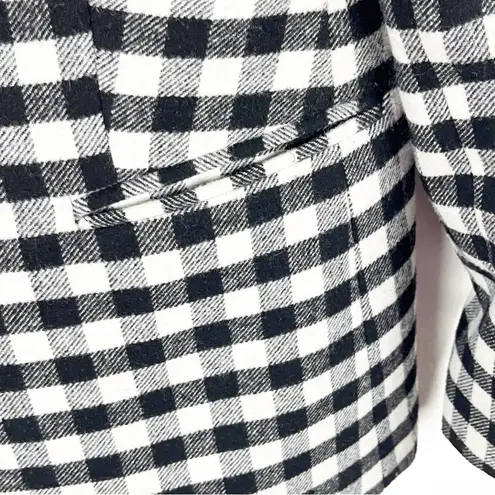 J. CREW Factory Wool Blend Black White Buffalo Check One Button Blazer, Size 6