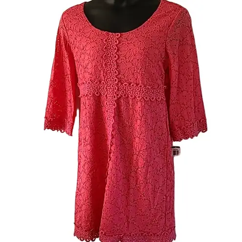 Alfani Women’s Pink Lace Bell Sleeve Dress Size Large Lined, NWT