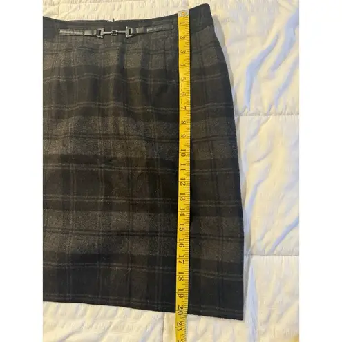 Amanda & Chelsea Pencil Skirt Wool Blend Gray Belted Checkered Dark Academia